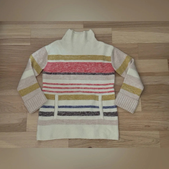 Anthropologie Elana tunic pullover funnel neck sweater striped relaxed Sz Small - Picture 4 of 11